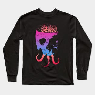 Scary Skull with Brain - Color Version 2 Long Sleeve T-Shirt